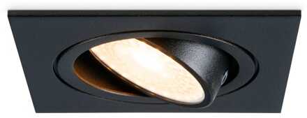 Mallorca LED inbouwspot - IP20 - Kantelbaar - 4 Watt 345 lumen - 2700K warm wit - GU10 - Dimbaar - Vierkant - Voor binnen - Zwart