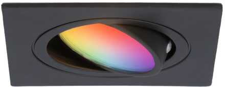 Mallorca - LED inbouwspot - IP20 - Kantelbaar - 5,5 Watt 345 Lumen - Wifi + Bluetooth - RGBWW - GU10 - Google Home, Amazon Alexa en Siri - Vierkant - Voor binnen - Zwart