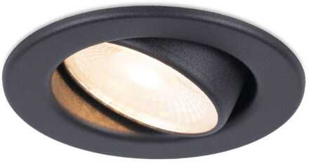 Malta LED inbouwspot - 5 Watt 400 lumen - 2700K warm wit - Dimbaar - Rond - Kantelbaar - IP44 waterdicht - Zwart - Incl. Quick Connector box
