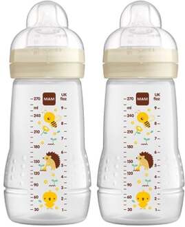 Mam Babyfles Easy Active ™ 270 ml, bijen/heggenmus in een dubbele verpakking Grijs - 260ml-350ml
