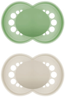 Mam Fopspeen Original Pure Silicone, 2st, groen/beige, 16+ maanden