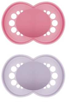 Mam Original Fopspeen Mat silicone 6-16 maanden 2 stuks in roze/paars Roze/lichtroze