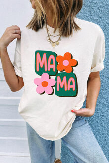 Mama Bloem Graphic T-shirt - maat M Wit