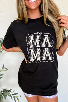 Mama Bloem Graphic T-shirt - maat M Zwart