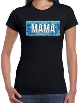 Mama cadeau shirt met slangenprint zwart voor dames M