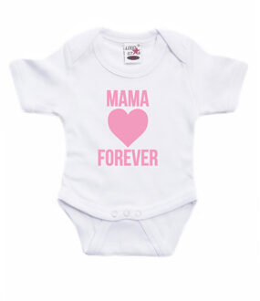 Mama forever roze hart kraamcadeau rompertje wit jongens en meisjes 80 (9-12 maanden)