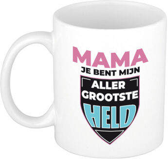 Mama je bent mijn allergrootste held cadeau koffiemok / theebeker wit 300 ml - feest mokken Multikleur