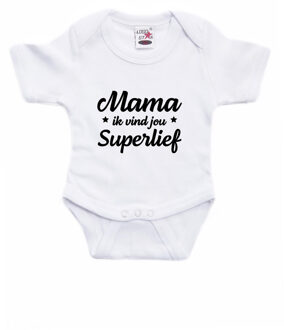 Mama superlief kraamcadeau rompertje wit jongens en meisjes 92 (18-24 maanden)