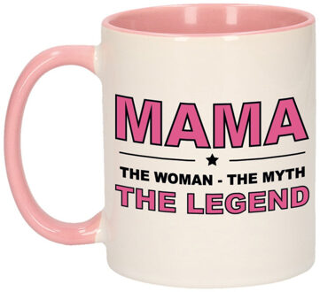 Mama the legend cadeau mok / verjaardag beker 300 ml - feest mokken Roze