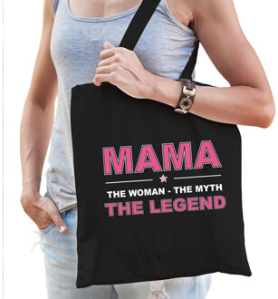 Mama the legend tas zwart voor dames moederdag cadeau - Feest Boodschappentassen