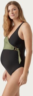 Mamalicious ZwangerschapsBadpak / PositieBadpak Belted Zwart Groen - S|M|L|XL|