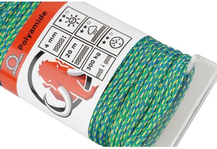 Mamutec Multifunctioneel Touw Pa Paraloc - Gevlochten Polyamide - Uv-bestendig - 4mm X 20m - Assorti