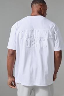 Man Acitve Training Dept Oversized Embossed T-Shirt, White - L