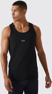 Man Active Basic Muscle Fit Fitness Hemd, Black - S
