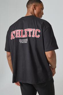 Man Active Boxy Athletic Back Print T-Shirt, Black - XL