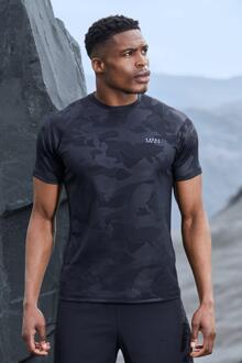 Man Active Camo Raglan Performance T-Shirt, Black - L
