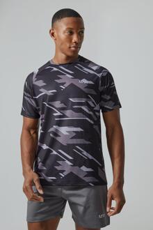 Man Active Geometrisch T-Shirt, Black - XS