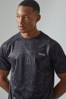 Man Active Geometrisch T-Shirt, Black - XXL