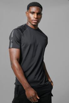 Man Active Gestreept T-Shirt, Black - XS