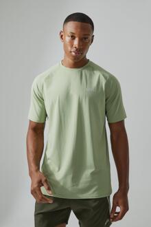 Man Active Mesh Slim Fit T-Shirt Met Textuur, Khaki - XXL