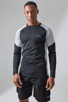 Man Active Muscle Fit Basislaag Top, Black - L