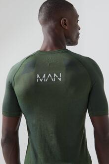 Man Active Naadloos T-Shirt, Khaki - L