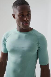 Man Active Naadloos T-Shirt, Light Green - M
