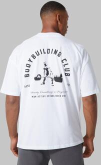 Man Active Oversized Body Building T-Shirt, White - XS