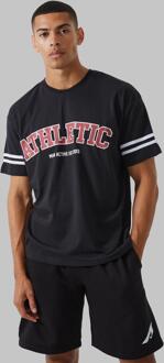 Man Active Oversized Gestreept Athletic T-Shirt, Black - XS