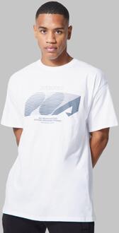 Man Active Oversized Hardloop T-Shirt Met Print, White - XS