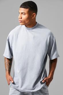 Man Active Oversized Onbewerkt Acid Wash Gebleekt T-Shirt, Grey - S
