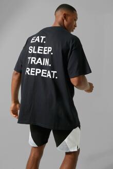 Man Active Oversized T-Shirt Met Print, Black - XS