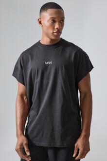 Man Active Oversized T-Shirt Met Uitsnijding, Black - XS