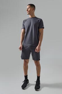 Man Active Performance Tshirt & Short Set, Charcoal - L