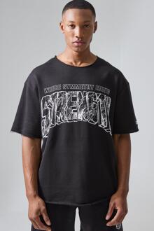 Man Active X Og Gym Oversized Raw Hem T-Shirt, Black - S