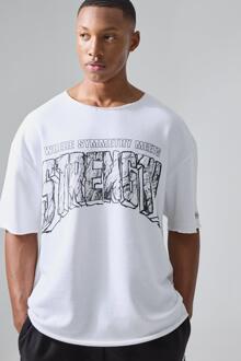 Man Active X Og Gym Oversized Raw Hem T-Shirt, White - S