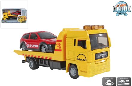 Man Bergingswagen 19cm met auto 10,5cm geel