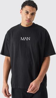 Man Dash Oversized Basic Extended Neck T-Shirt, Black - XS