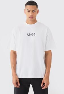 Man Dash Oversized Basic Extended Neck T-Shirt, White - XL