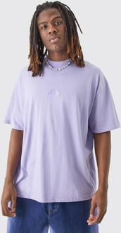 Man Oversized T-Shirt Met Brede Nek, Lilac