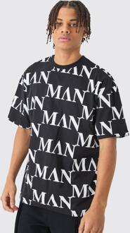 Man Oversized T-Shirt Met Tekst En Tekst, Black - S