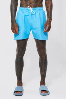Man Signature Mid Length Swim Short, Light Blue - XS