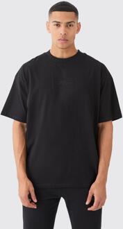 Man Signature Oversized Basic Extended Neck T-Shirt, Black - L