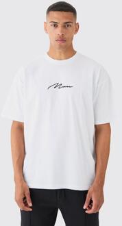 Man Signature Oversized Crew Neck T-Shirt, White - XS
