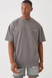 Man Signature Oversized Heavy T-Shirt, Charcoal - M