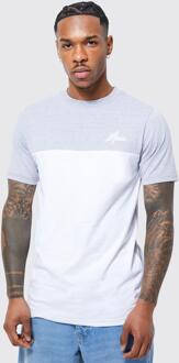 Man Slim Fit Color Block T-Shirt, Grey Marl - L
