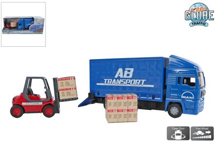 Man vrachtwagen 17cm + vorkheftruck 10cm blauw