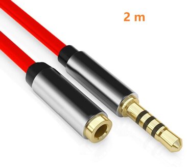 Man-vrouw Aux Kabel Hoofdtelefoon Verlengkabel 3.5 Mm Jack M/F Audio Stereo Extender Cord Oortelefoon 3.5mm Kabel rood-zwart 2m