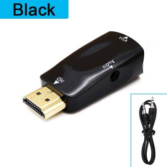 Man-Vrouw Hdmi-Compatibel Naar Vga Adapter Hd 1080P Audio Kabel Converter For A Pc Laptop Tv Box computer Display Projector zwart