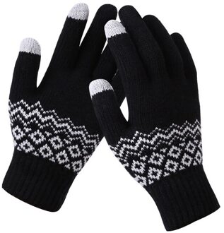 Man Vrouwen Kasjmier Gebreide Winter Handschoenen Kasjmier Gebreide Vrouwen Herfst Winter Warme Dikke Handschoenen Touch Screen Skiën Handschoenen zwart